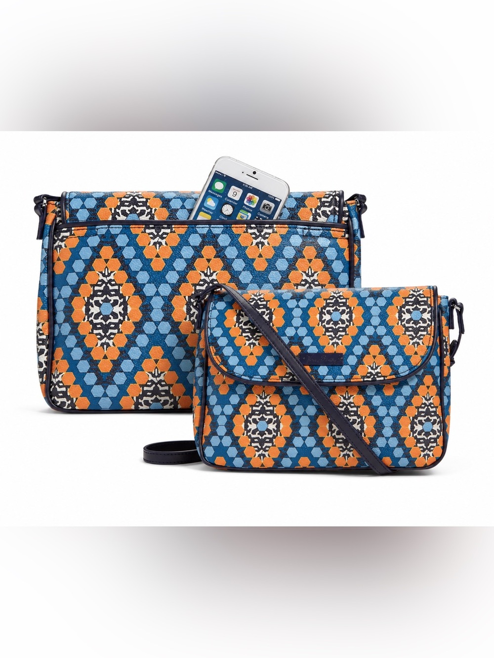 Vera Bradley Marrakesh Beads Crossbody - Blue Orange Geometric Print